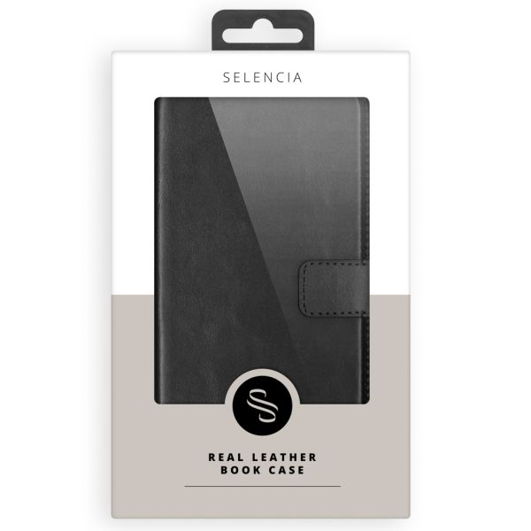 Selencia Echt Lederen Bookcase Samsung Galaxy A32 (5G) - Zwart