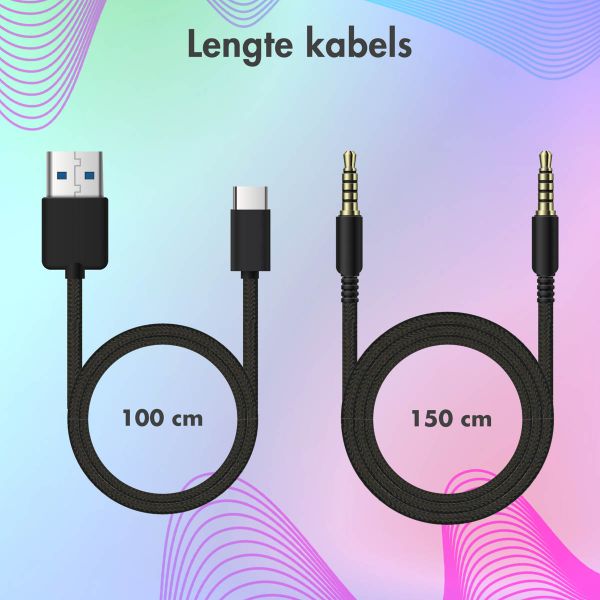 imoshion Kids LED Light Bluetooth Headphones - Kinder koptelefoon met decibelbegrenzer - Draadloze koptelefoon + AUX kabel - Lichtblauw