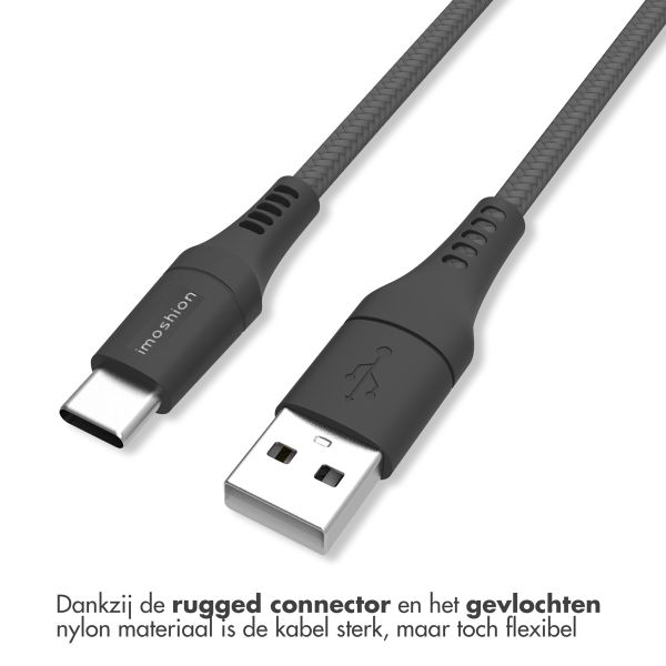 imoshion Braided USB-C naar USB kabel - 0,5 meter - Zwart