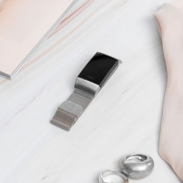 imoshion Milanees magnetisch bandje Fitbit Charge 2 - Maat S - Zilver