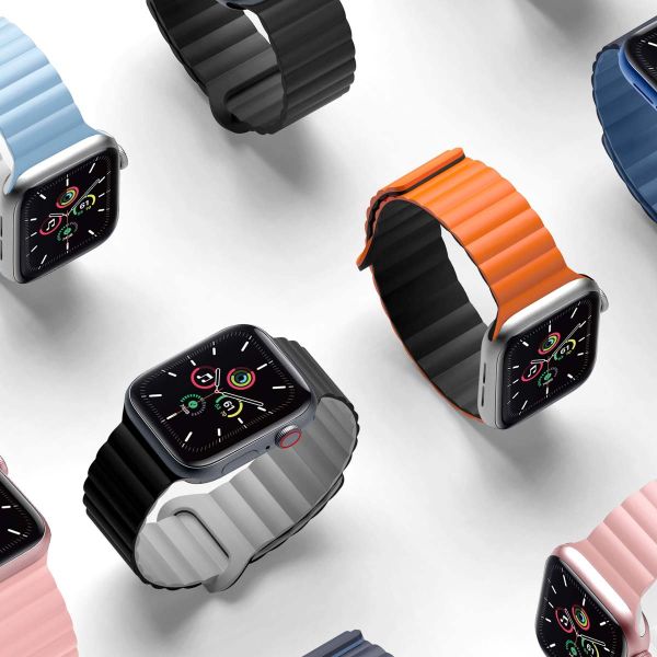 imoshion Siliconen magnetisch bandje Apple Watch Series 1-9 / SE - 38/40/41 mm / Series 10 - 42 mm - Zwart / Grijs