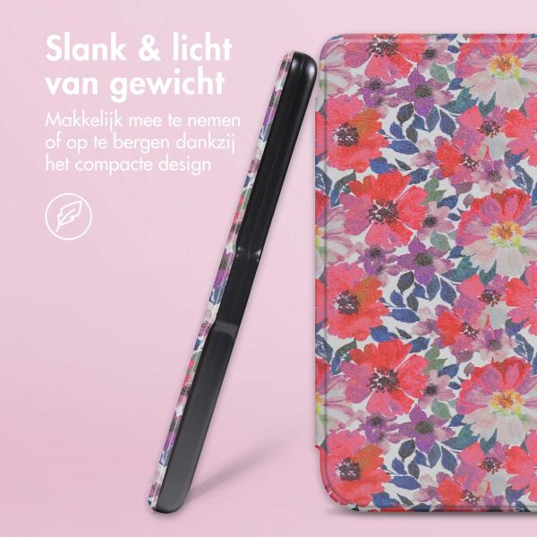 imoshion Design Slim Hard Case Sleepcover met stand Kobo Libra 2 / Tolino Vision 6 - Flower Watercolor