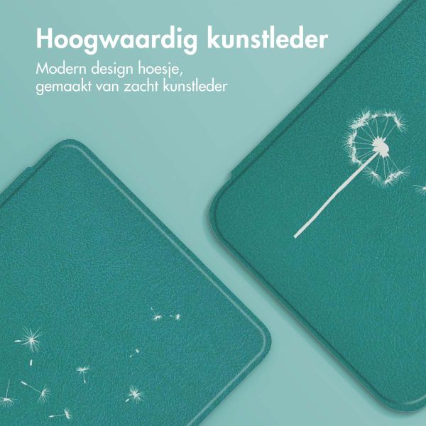 imoshion Design Slim Hard Case Sleepcover met stand Kobo Libra 2 / Tolino Vision 6 - Green Dandelion