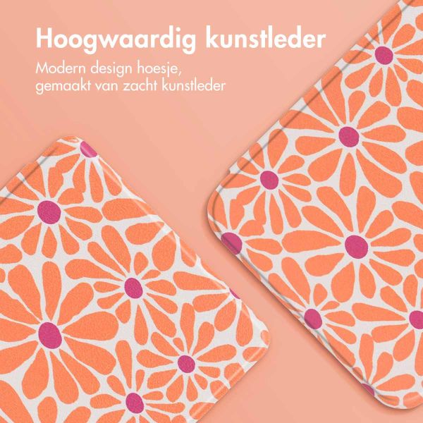 imoshion Design Slim Hard Case Sleepcover met stand Kobo Libra Colour - Orange Flowers Connect