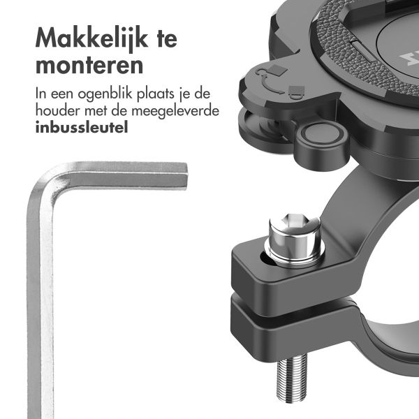 Accezz EasyLock telefoonhouder fiets - inclusief hoesje Samsung Galaxy S24 - Aluminium - 360 graden draaibaar - Zwart