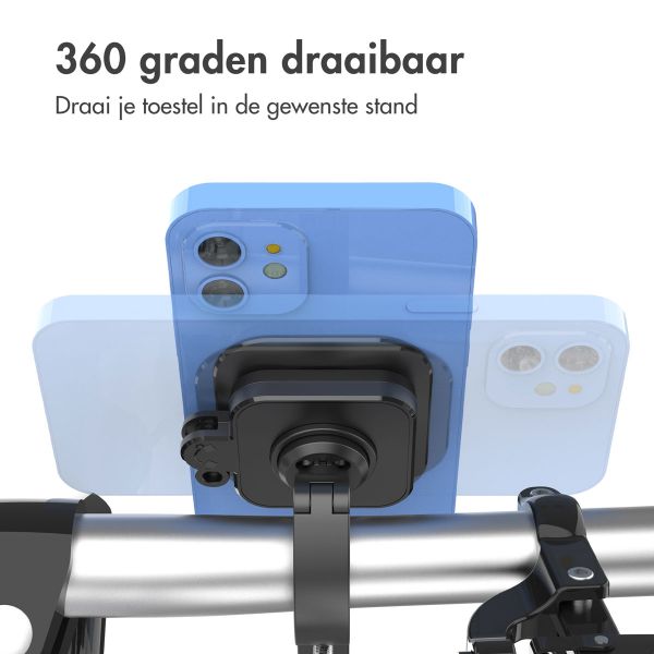 Accezz EasyLock telefoonhouder fiets - inclusief hoesje iPhone 15 - Aluminium - 360 graden draaibaar - Zwart