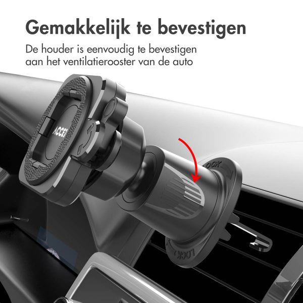 Accezz EasyLock telefoonhouder auto - inclusief hoesje iPhone 14 Pro - Ventilatierooster - 360 graden draaibaar - Zwart