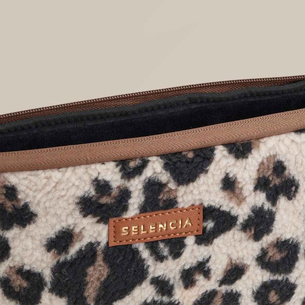 Selencia Teddy Laptop hoes 13-14 inch - Laptopsleeve - Leopard