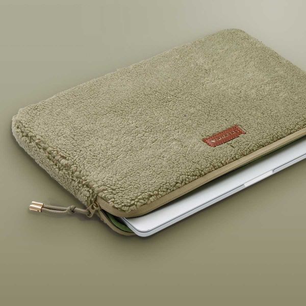 Selencia Teddy Laptop hoes 13-14 inch - Laptopsleeve - Sage Green