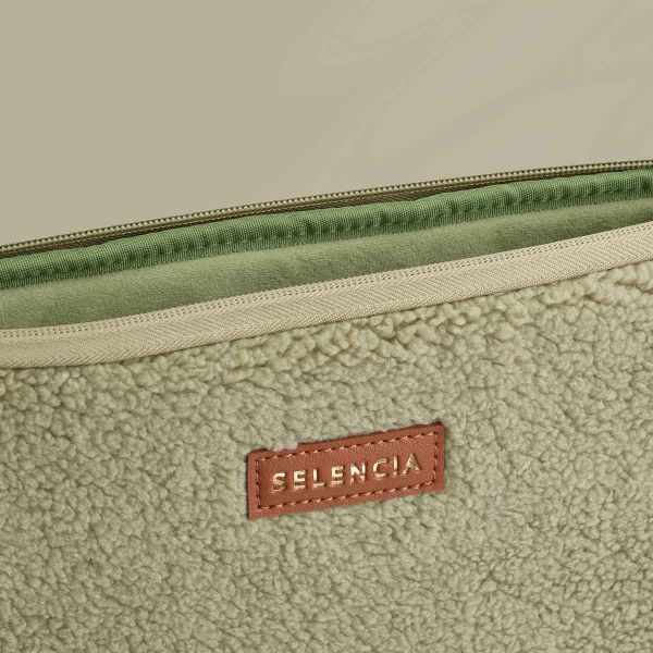 Selencia Teddy Laptop hoes 13-14 inch - Laptopsleeve - Sage Green