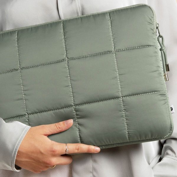 Selencia Puffy Laptop hoes 15-16 inch - Laptopsleeve - Sage Green