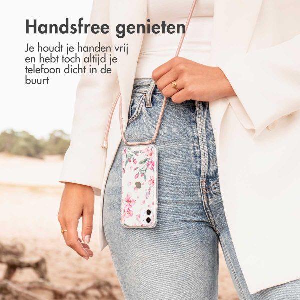 imoshion Design hoesje met koord Samsung Galaxy A13 (4G) - Bloem - Roze