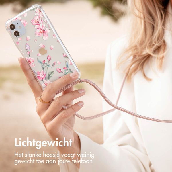 imoshion Design hoesje met koord iPhone 14 - Bloem - Roze