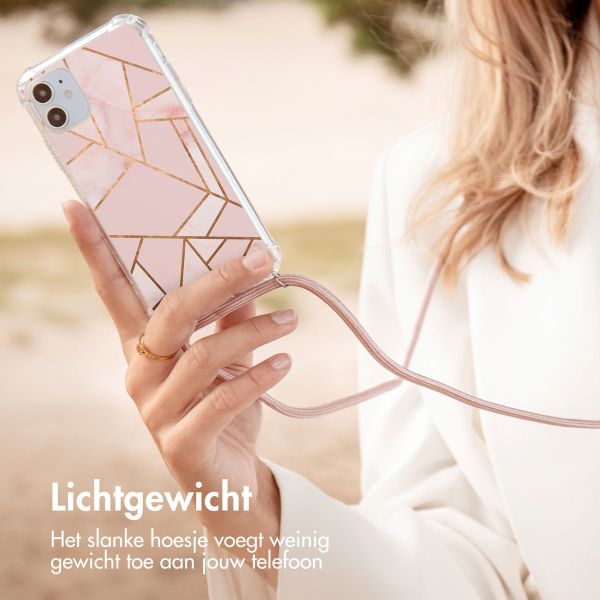imoshion Design hoesje met koord iPhone 12 (Pro) - Grafisch Koper - Roze / Goud