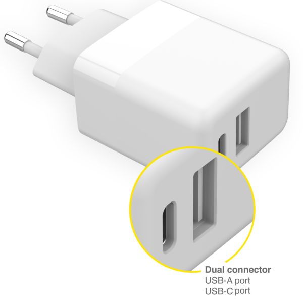 Accezz Wall Charger iPhone 11 Pro Max - Oplader - USB-C en USB aansluiting - Power Delivery - 20 Watt - Wit