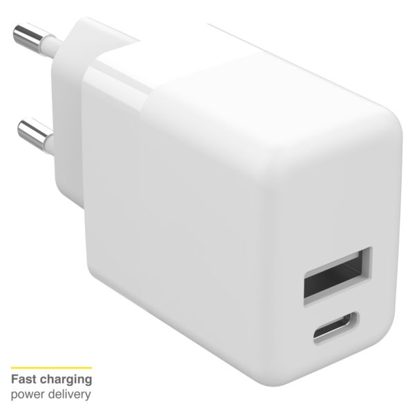 Accezz Wall Charger iPhone 11 Pro Max - Oplader - USB-C en USB aansluiting - Power Delivery - 20 Watt - Wit