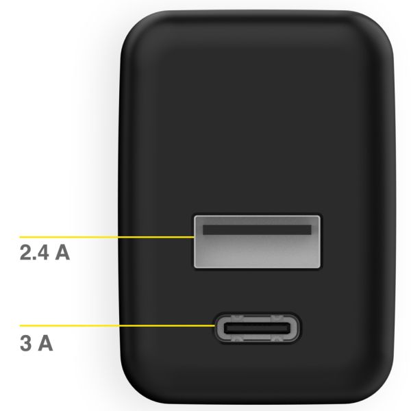 Accezz Wall Charger Samsung Galaxy S10 - Oplader - USB-C en USB aansluiting - Power Delivery - 20 Watt - Zwart