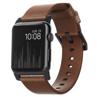 Nomad Modern Band van leder Apple Watch Series 1-9 / SE / Ultra (2) - 42/44/45/49 mm - Bruin/Zwart