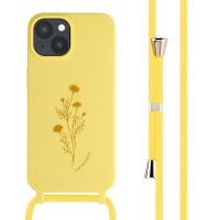 imoshion Siliconen design hoesje met koord iPhone 15 - Flower Yellow