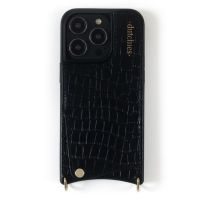 Dutchies Backcover met pashouder iPhone 16  - Geschikt voor universeel telefoonkoord - Crocodile Chic