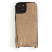 Dutchies Backcover met pashouder iPhone 16 - Geschikt voor universeel telefoonkoord - Beige