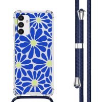 imoshion Design hoesje met koord Samsung Galaxy A13 (5G) - Cobalt Blue Flowers Connect