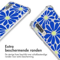 imoshion Design hoesje met koord Samsung Galaxy A70 - Cobalt Blue Flowers Connect