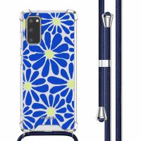 imoshion Design hoesje met koord Samsung Galaxy S20 - Cobalt Blue Flowers Connect