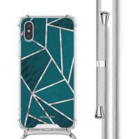 imoshion Design hoesje met koord iPhone Xs / X - Petrol Green Graphic