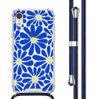 imoshion Design hoesje met koord iPhone Xr - Cobalt Blue Flowers Connect