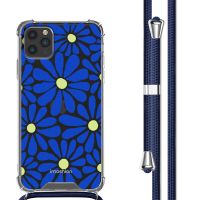 iMoshion Design hoesje met koord iPhone 11 Pro - Cobalt Blue Flowers Connect