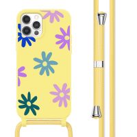 imoshion Siliconen design hoesje met koord iPhone 12 (Pro) - Yellow Flower Distance