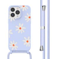 imoshion Siliconen design hoesje met koord iPhone 13 Pro - Lila Flower Distance