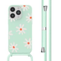 imoshion Siliconen design hoesje met koord iPhone 14 Pro - Green Flower Distance