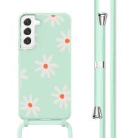 imoshion Siliconen design hoesje met koord Samsung Galaxy S22 - Green Flower Distance