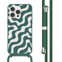 imoshion Siliconen design hoesje met koord iPhone 15 Pro Max - Petrol Green Groovy