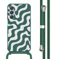 imoshion Siliconen design hoesje met koord Samsung Galaxy A25 (5G) - Petrol Green Groovy