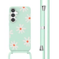 imoshion Siliconen design hoesje met koord Samsung Galaxy S24 - Green Flower Distance