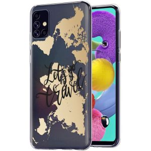pond Belangrijk nieuws Bandiet iMoshion Design hoesje voor de Samsung Galaxy A51 - Let's Go Travel - Zwart  / Goud | Smartphonehoesjes.nl