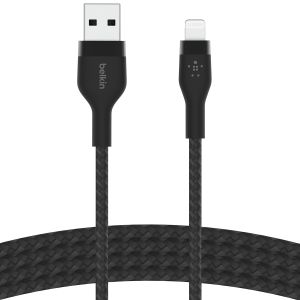 USB-A naar Lightning kabel braided 1 meter - Zwart | Smartphonehoesjes.nl