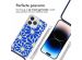 imoshion Design hoesje met koord iPhone 14 Pro - Cobalt Blue Flowers Connect