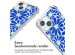 imoshion Design hoesje met koord iPhone 15 - Cobalt Blue Flowers Connect