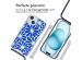 imoshion Design hoesje met koord iPhone 15 - Cobalt Blue Flowers Connect