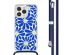 iMoshion Design hoesje met koord iPhone 15 Pro - Cobalt Blue Flowers Connect
