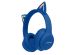 imoshion Kids LED Light Cat Ear Bluetooth Headphones - Kinder koptelefoon - Draadloze koptelefoon + AUX kabel - Cobalt Blue