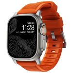 Nomad Rugged band FKM Apple Watch Series 1-10 / SE / Ultra (2) - 42/44/45/46/49 mm - Zilver/Oranje