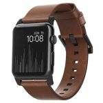 Nomad Modern Band van leder Apple Watch Series 1-10 / SE / Ultra (2) - 42/44/45/46/49 mm - Bruin/Zwart