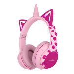 imoshion Kids Unicorn LED Light Bluetooth Headphones - Kinder koptelefoon met decibelbegrenzer - Draadloze koptelefoon + AUX kabel - Pink / Hot Pink