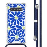 imoshion Design hoesje met koord Samsung Galaxy S10 - Cobalt Blue Flowers Connect