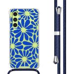 imoshion Design hoesje met koord Samsung Galaxy A34 - Cobalt Blue Flowers Connect